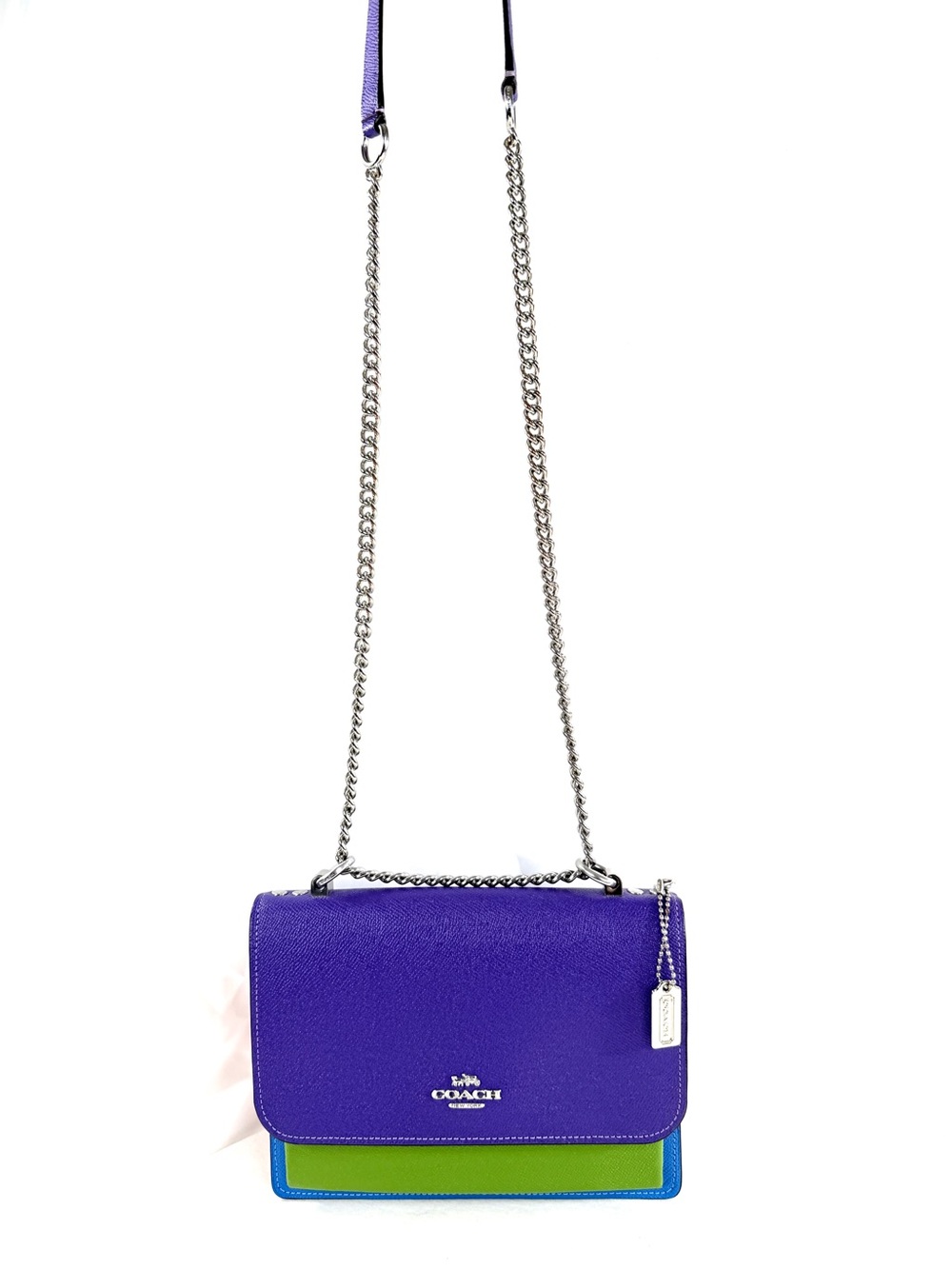 Coach C2860 Klare Bright Colors Colorblock Leather Crossbody Bag Chain Rare
